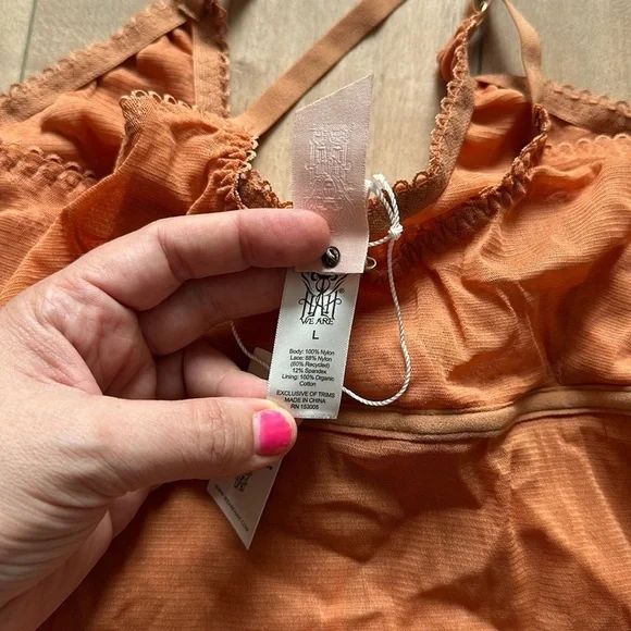 NWT Free People X We Are HAH Thanks for Nothin Bodysuit Brown Sugar Sz L - Picture 6 of 10